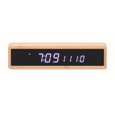 Cargador inalámbrico de bambú multifuncional con reloj despertador